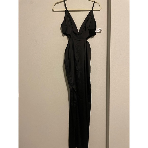NWT Fame & Partners Shiny‎ Black Strappy Formal Dress Cutouts Slit Size 8 - Picture 6 of 10